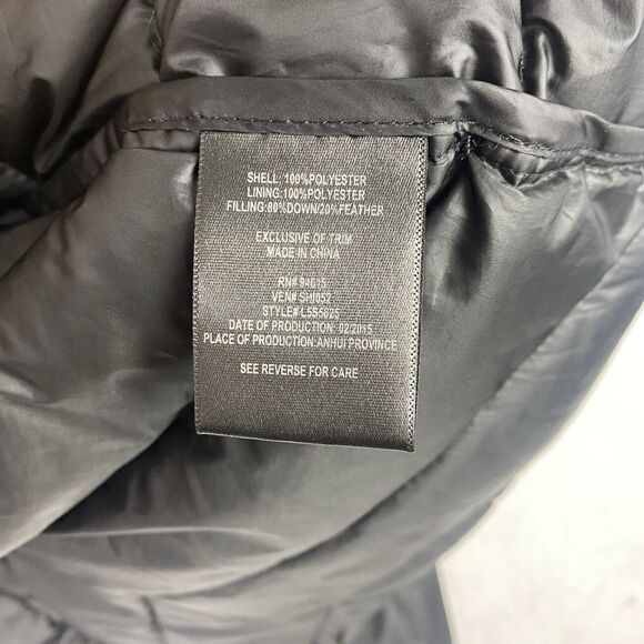 Sam Edelman Puffer Jacket Womens Large Black Full Zip Down Feathers Pockets - Picture 10 of 11